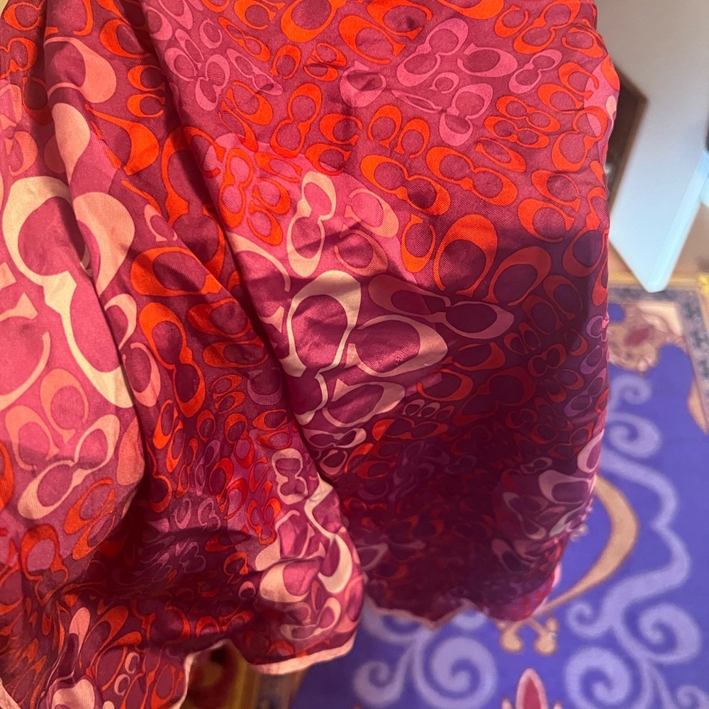 Vibrant Red and Purple Coach Scarf